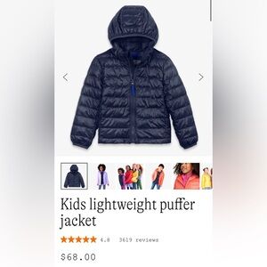 Primary Navy Lightweight Puffer Jacket size 5